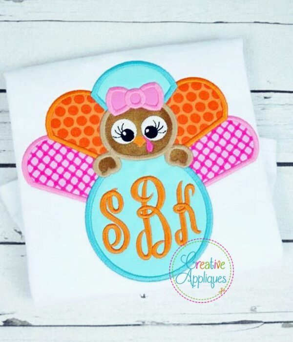 Turkey Girl Monogram Applique