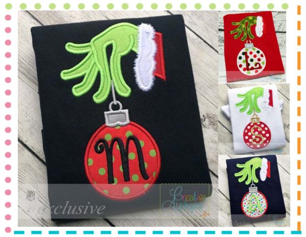 Mean One Hand Ornament Christmas Alphabet Applique Set