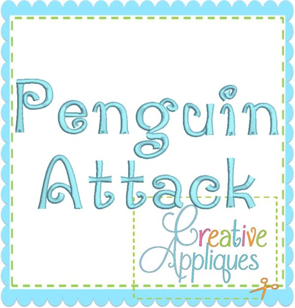 Penguin Attack Embroidery Font - Image 4