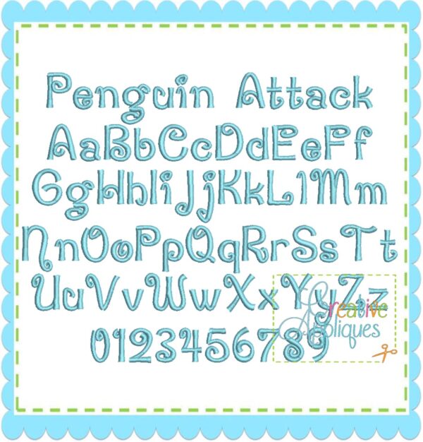 Penguin Attack Embroidery Font - Image 3