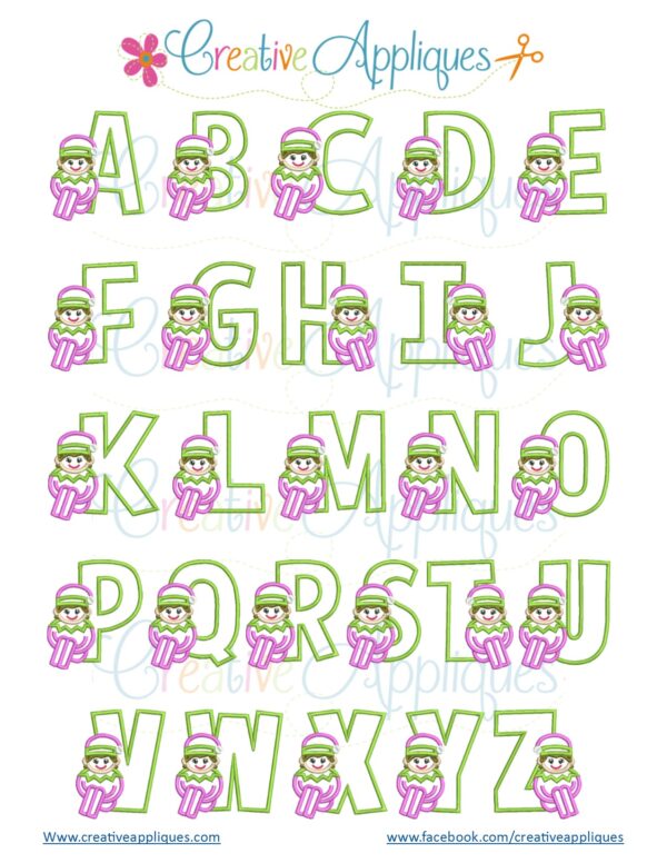 Sitting Elf Girl Alphabet Applique Set - Image 2