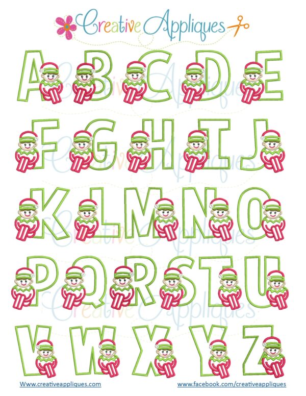 Sitting Elf Boy Alphabet Applique Set - Image 2