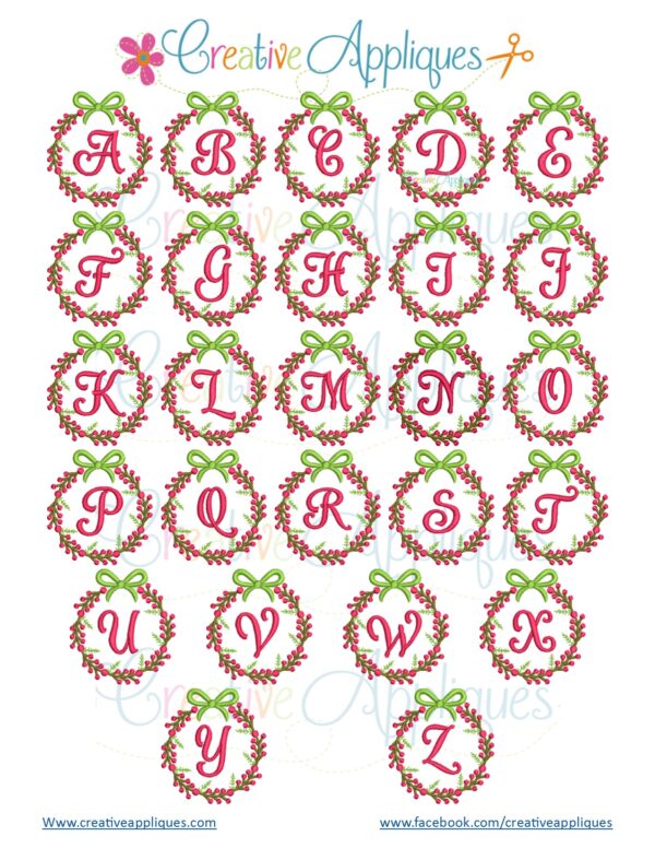 Berry Wreath Monogram Embroidery Alphabet - Image 2