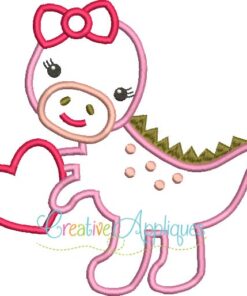 Dinosaur Girl Valentine Applique - Creative Appliques