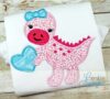 Dinosaur Girl Valentine Applique - Creative Appliques
