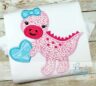 Dinosaur Girl Valentine Applique - Creative Appliques
