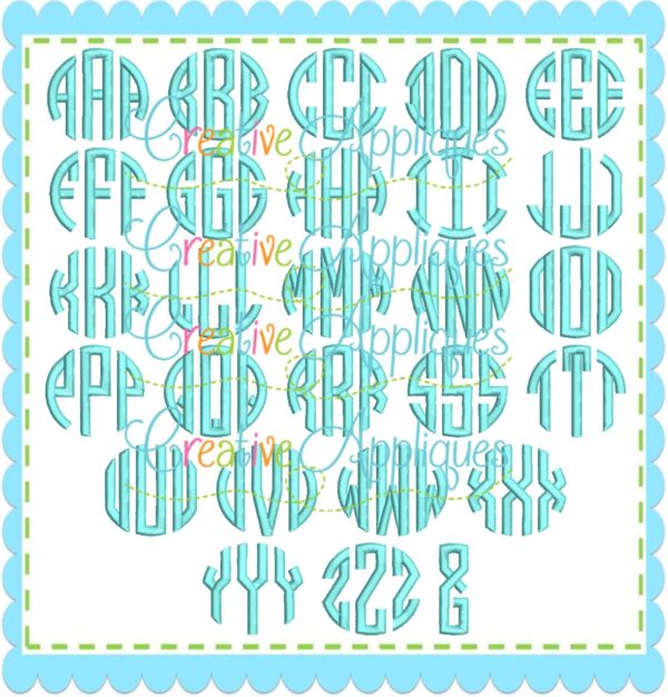 Natural Circle Monogram Embroidery Alphabet Font - Image 4