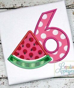 Watermelon Number 6 Applique - Creative Appliques