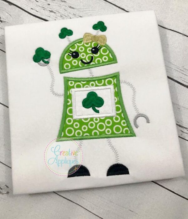 Robot Girl Clover Applique