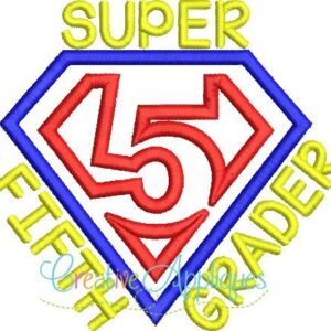 Super-hero-fifth-5th-Grader-grade-embroidery-applique-design