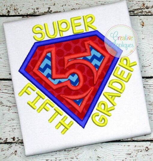 Super-hero-fifth-5th-Grader-grade-embroidery-applique-design