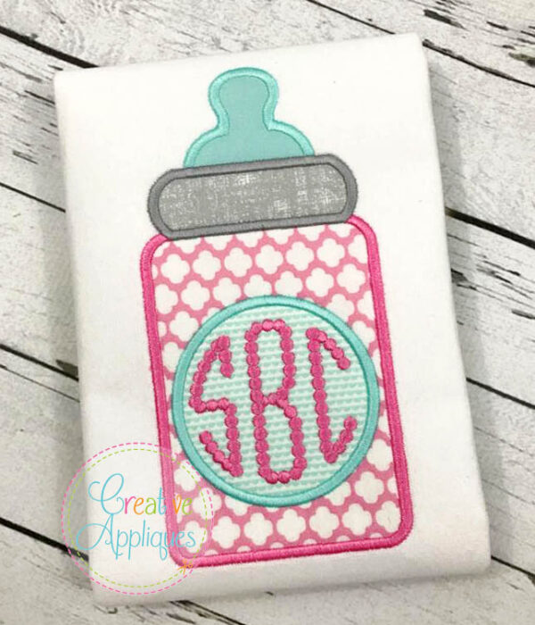 Baby Bottle Monogram Applique