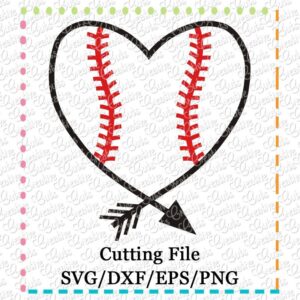 baseball--softball-heart-arrow-cutting-file-svg