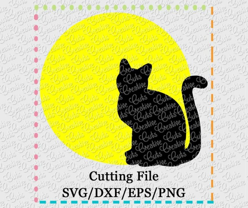 Cat in Moon SVG DXF EPS PNG - Creative Appliques