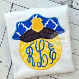 police-hat-monogram-embroidery-applique-design