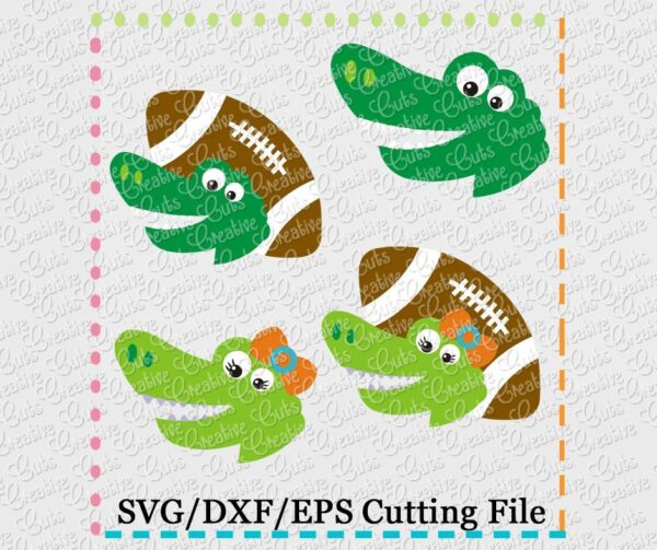 Alligator Football Mascot Cutting File Set SVG DXF EPS