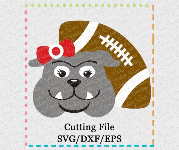 Bulldog Girl Football Cutting File SVG DXF EPS