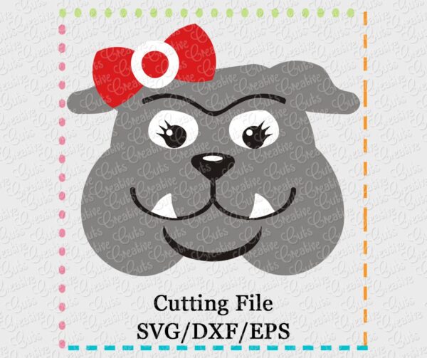 Bulldog Girl Cutting File SVG DXF EPS