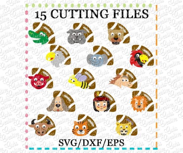 15 Football Mascot Cutting File Set SVG DXF EPS