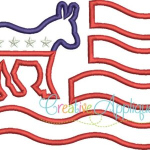 democratic-flag-donkey-embroidery-applique-design