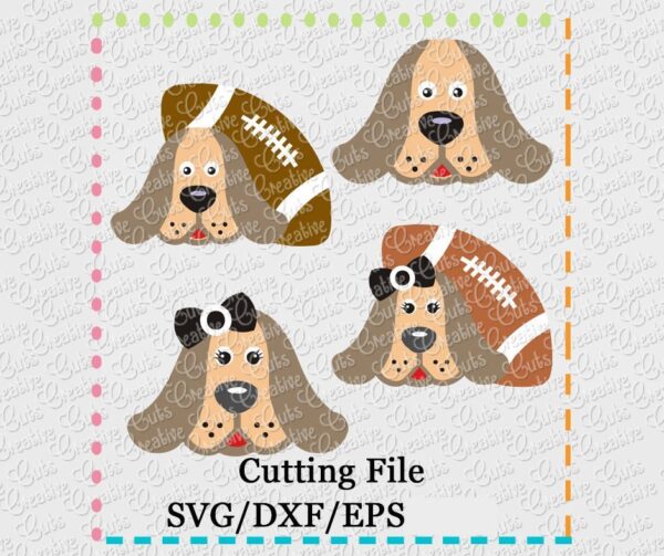 Hound Dog Vols Football Mascot Cutting File Set SVG DXF EPS