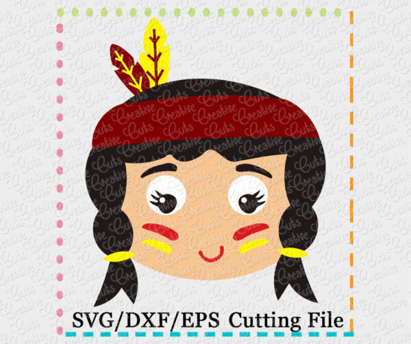 Indian Seminole Girl Cutting File SVG DXF EPS