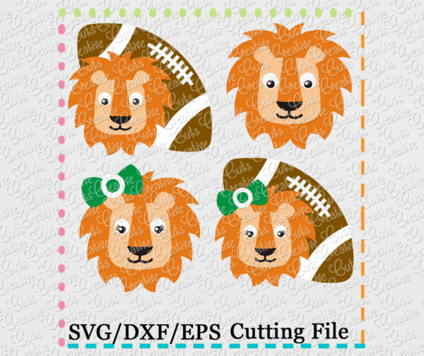 Lion Football Mascot Cutting File Set SVG DXF EPS