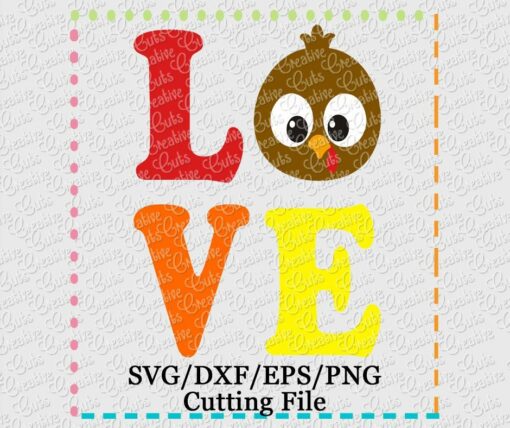 Download Love Turkey Cutting File SVG DXF EPS - Creative Appliques