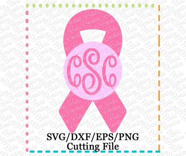 Monogram Awareness Ribbon Cutting File SVG DXF EPS