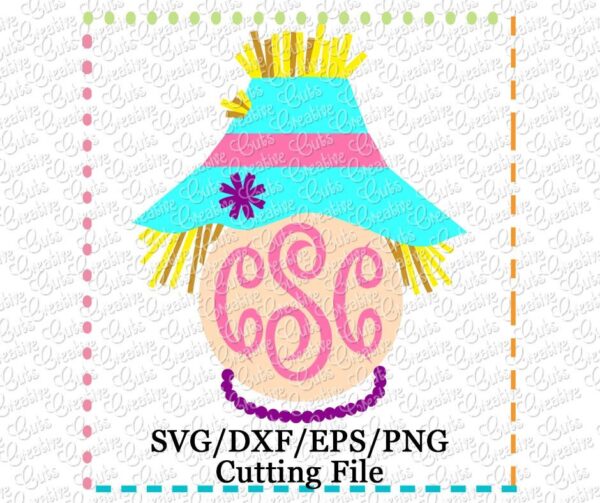 Scarecrow Girl Monogram Cutting File SVG DXF EPS