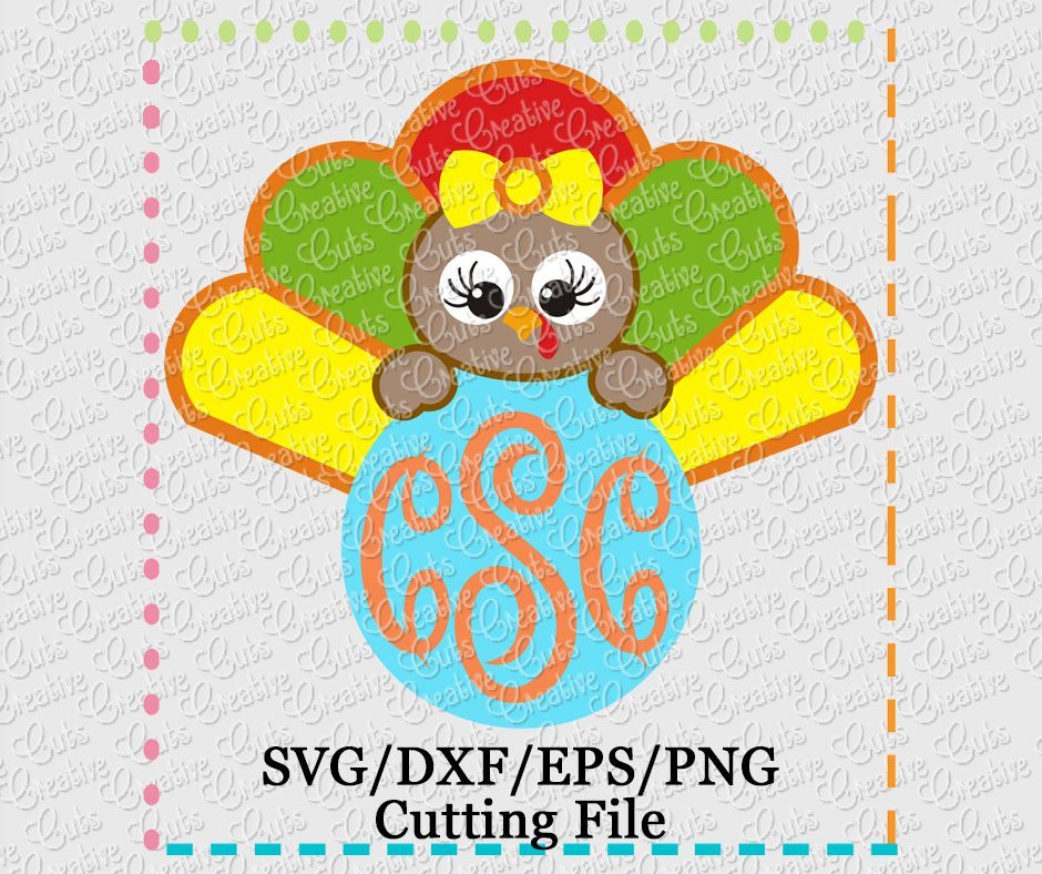 Download Turkey Girl Monogram Cutting File Svg Dxf Eps Creative Appliques