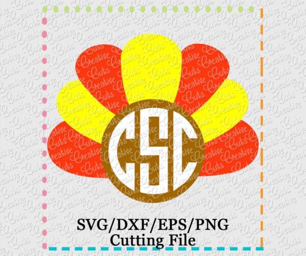 Monogram Turkey Cutting File SVG DXF EPS