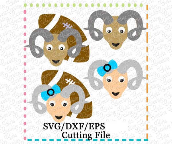 Ram Mascot Set Cutting File SVG DXF EPS