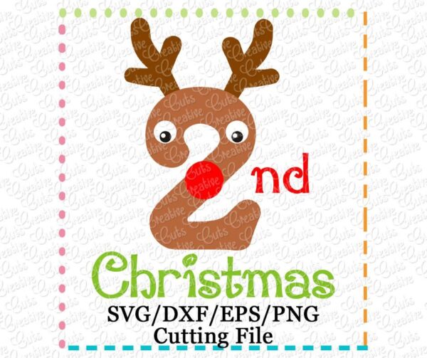 2nd Christmas Reindeer Cutting File SVG DXF EPS