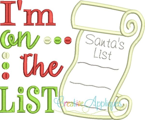 I'm on Santa's list Applique - Image 2