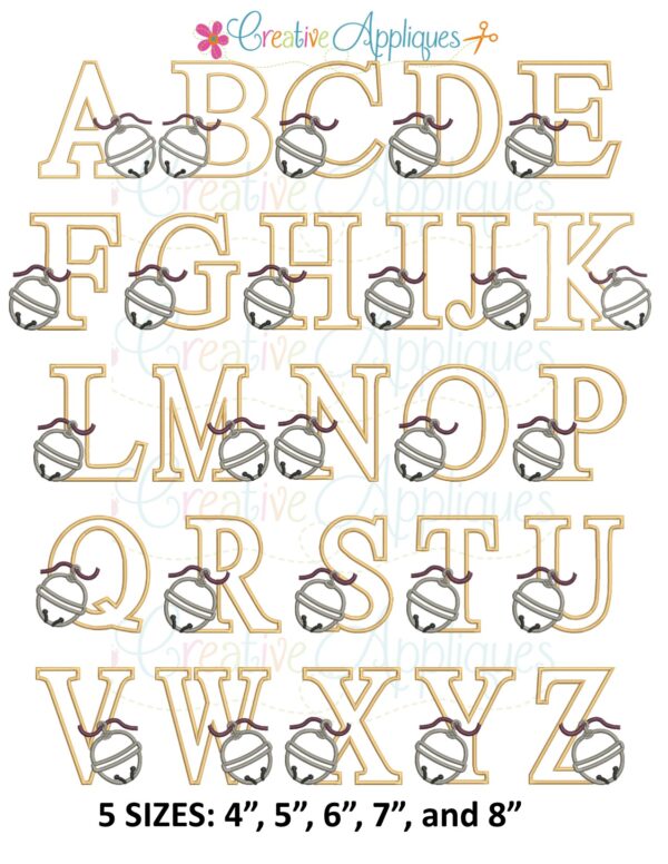 Sleigh Bell Alphabet Applique - Image 2