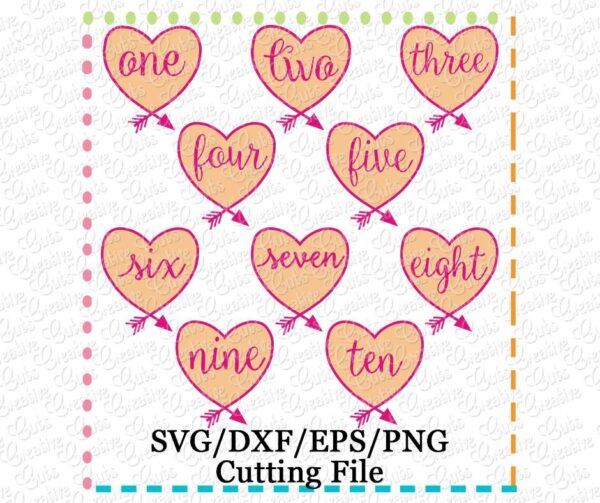 Arrow Heart Number Set Cutting File SVG DXF EPS