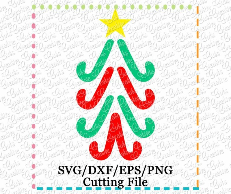 Candy Cane Tree Cutting File SVG DXF EPS - Creative Appliques