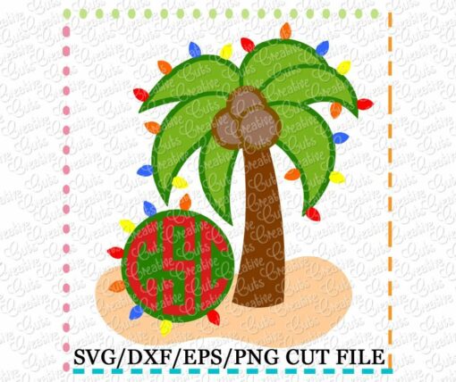 Download Palm Tree Monogram Cut File Svg Dxf Eps Creative Appliques