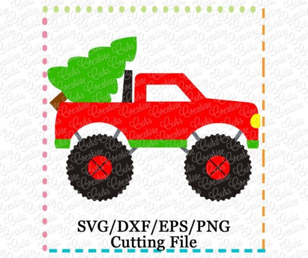 Monster Truck Christmas Tree Cutting File SVG DXF EPS