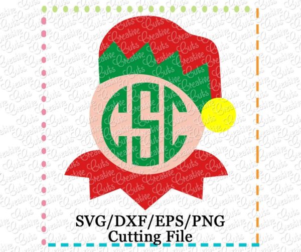 Elf Hat Monogram Cut File SVG DXF EPS