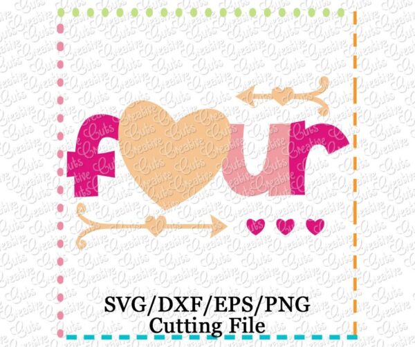 Four Heart Cutting File SVG DXF EPS