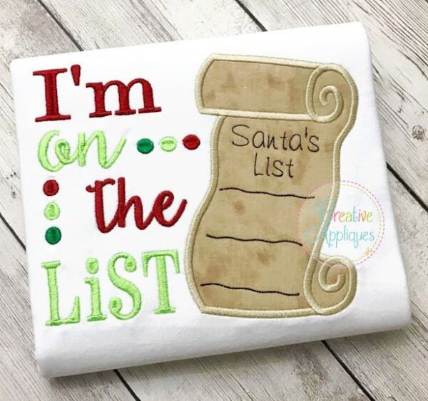 I'm on Santa's list Applique