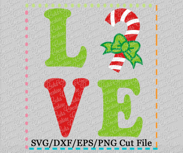 Love Candy Cane Cutting File SVG DXF EPS