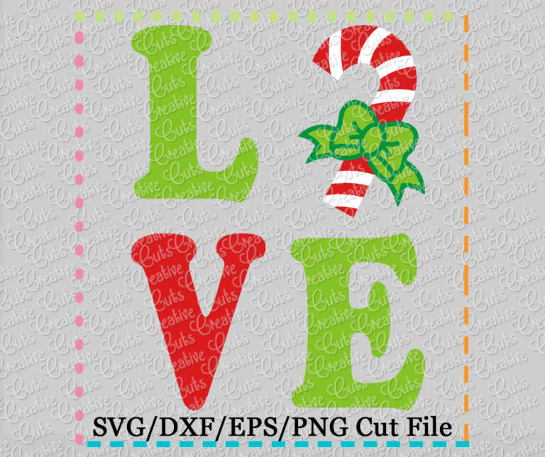 Love Candy Cane Cutting File SVG DXF EPS - Creative Appliques