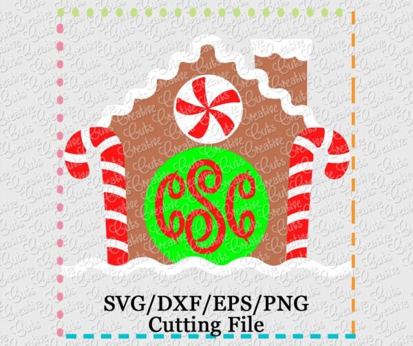 Gingerbread Monogram House Cutting File SVG DXF EPS