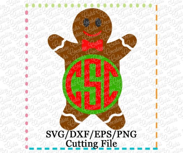 Gingerbread Boy Monogram Cutting File SVG DXF EPS