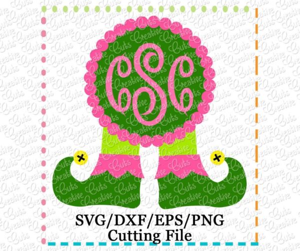 Girl Elf Legs Monogram Cutting File SVG DXF EPS