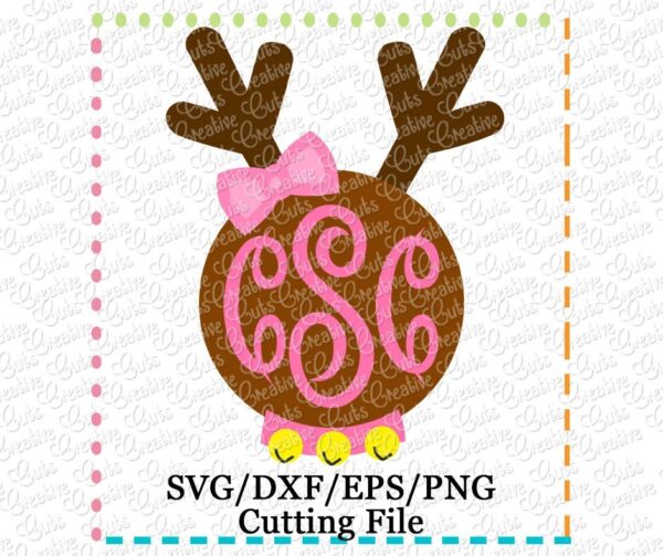 Reindeer Girl Monogram Cutting File SVG DXF EPS