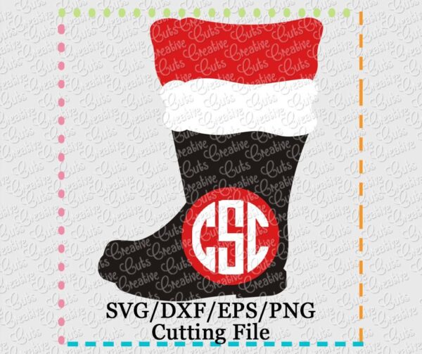 Santa Boots Monogram Cutting File SVG DXF EPS